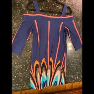 Navy cold shoulder dress